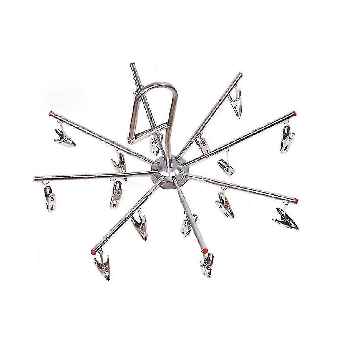 Stainless Steel Clothes Drying Rack with 16 Clips - Space Saving Hanger