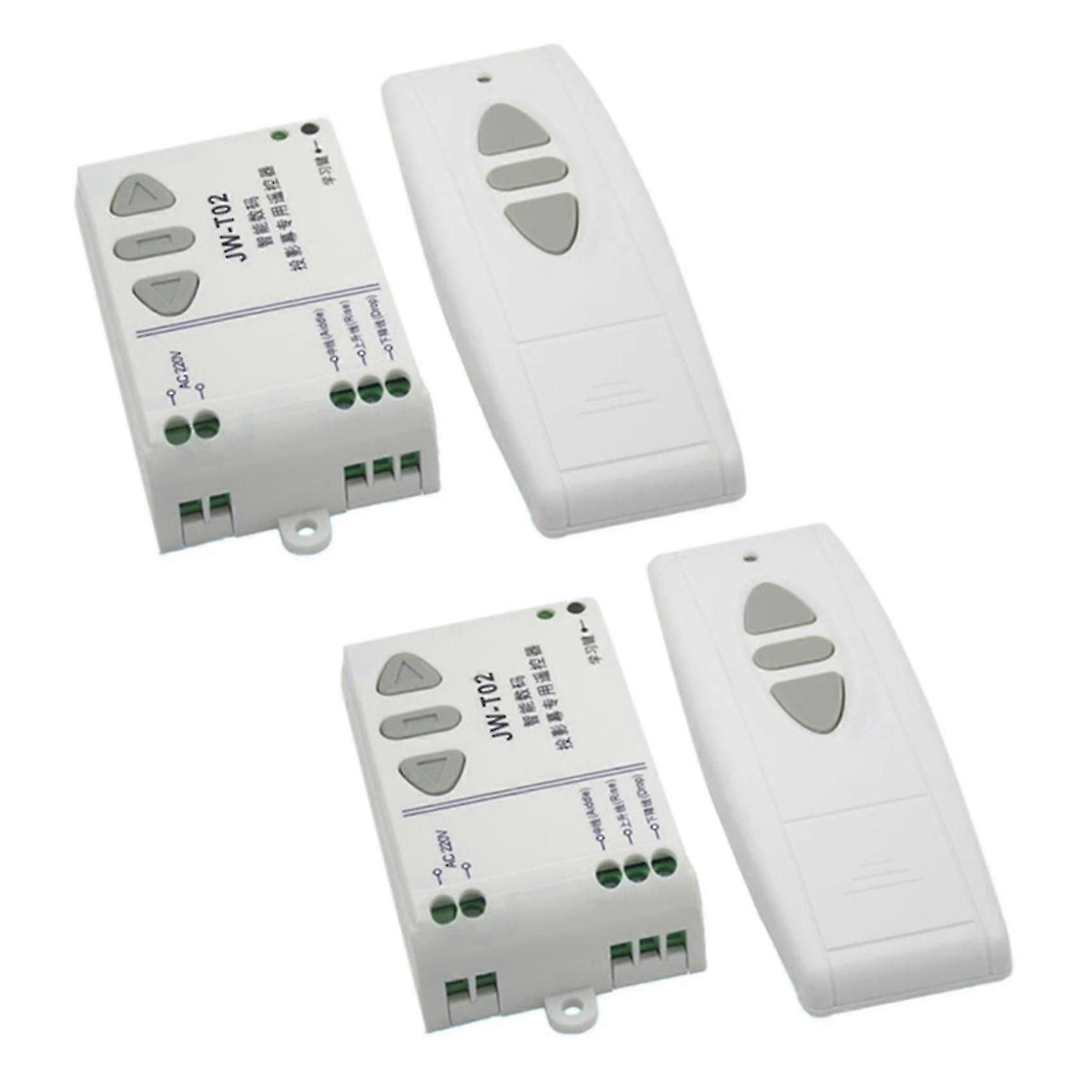 Wireless Remote Control Switch for Tubular Motor 220V AC Up/Down/Stop 2-Pack