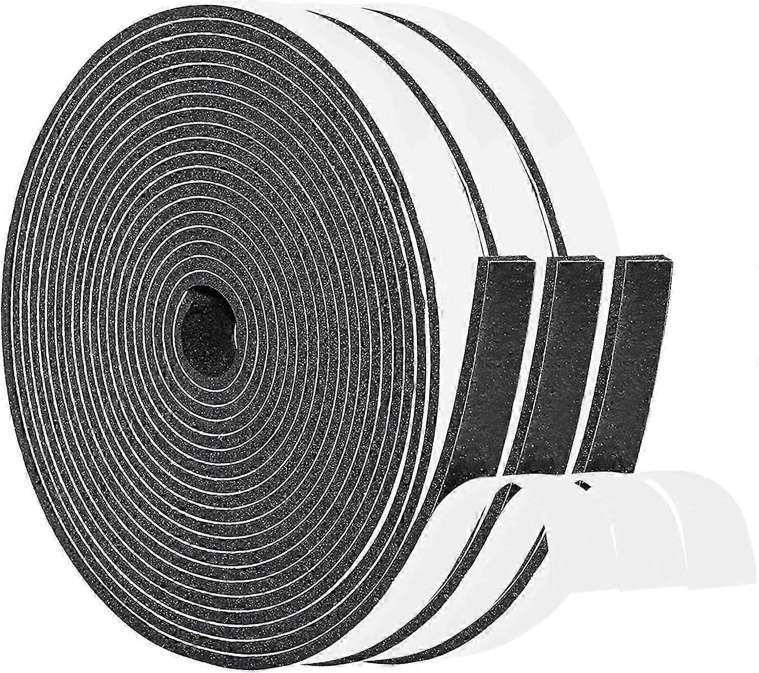 Door Window Insulation Seal 3 Rolls 15mmx5mmx5m, Draft Proof Black White