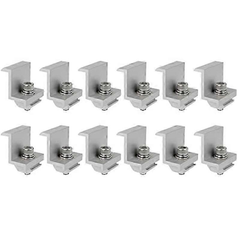 12-Piece Solar Panel Clamp Kit for Roof Mounting Brackets, Adjustable End & Side Clamps for PV Modules