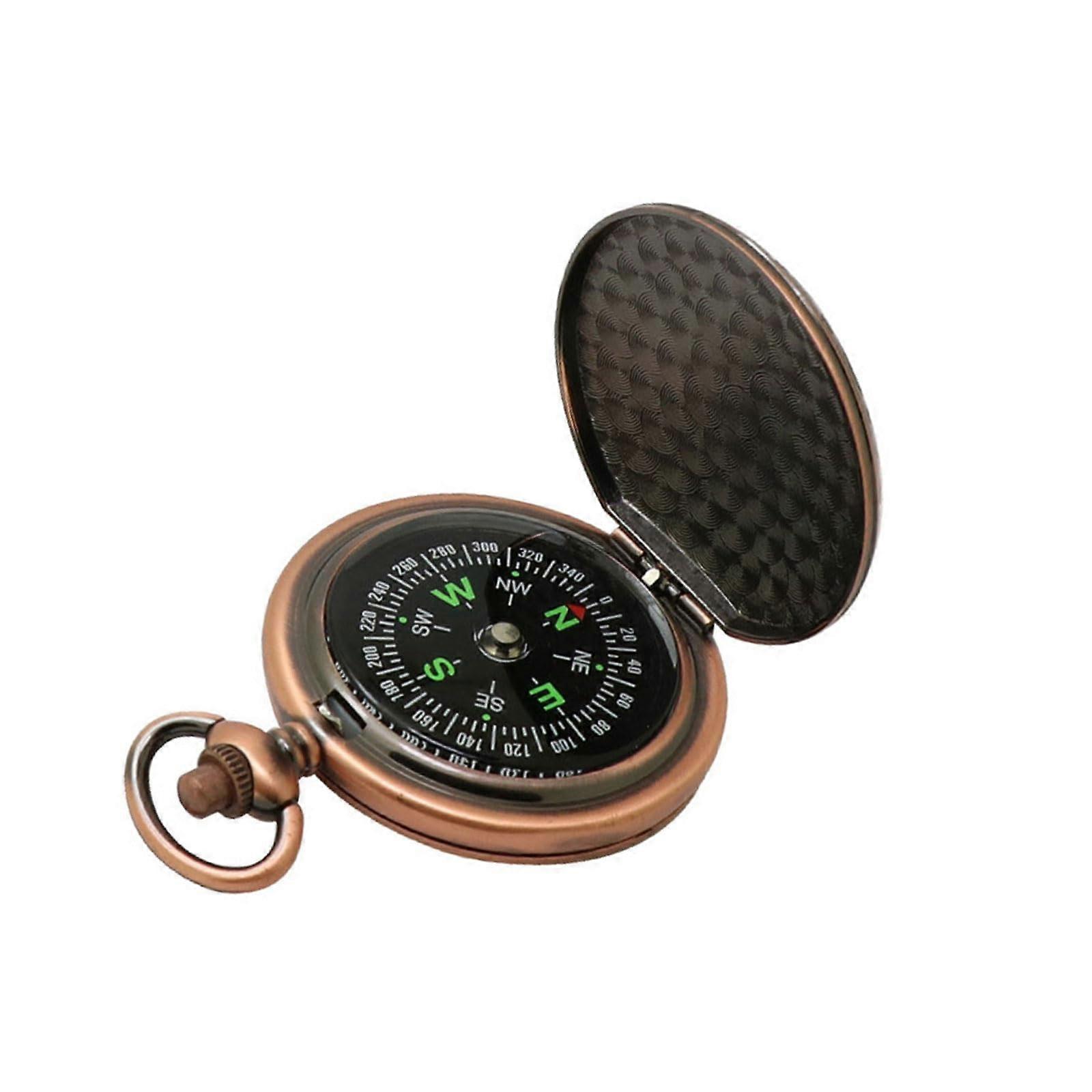 Elegant Portable Compasses for Outdoor Hiking - Retro Red Bronze Survival Compasses with Durable Design and Easy Navigation