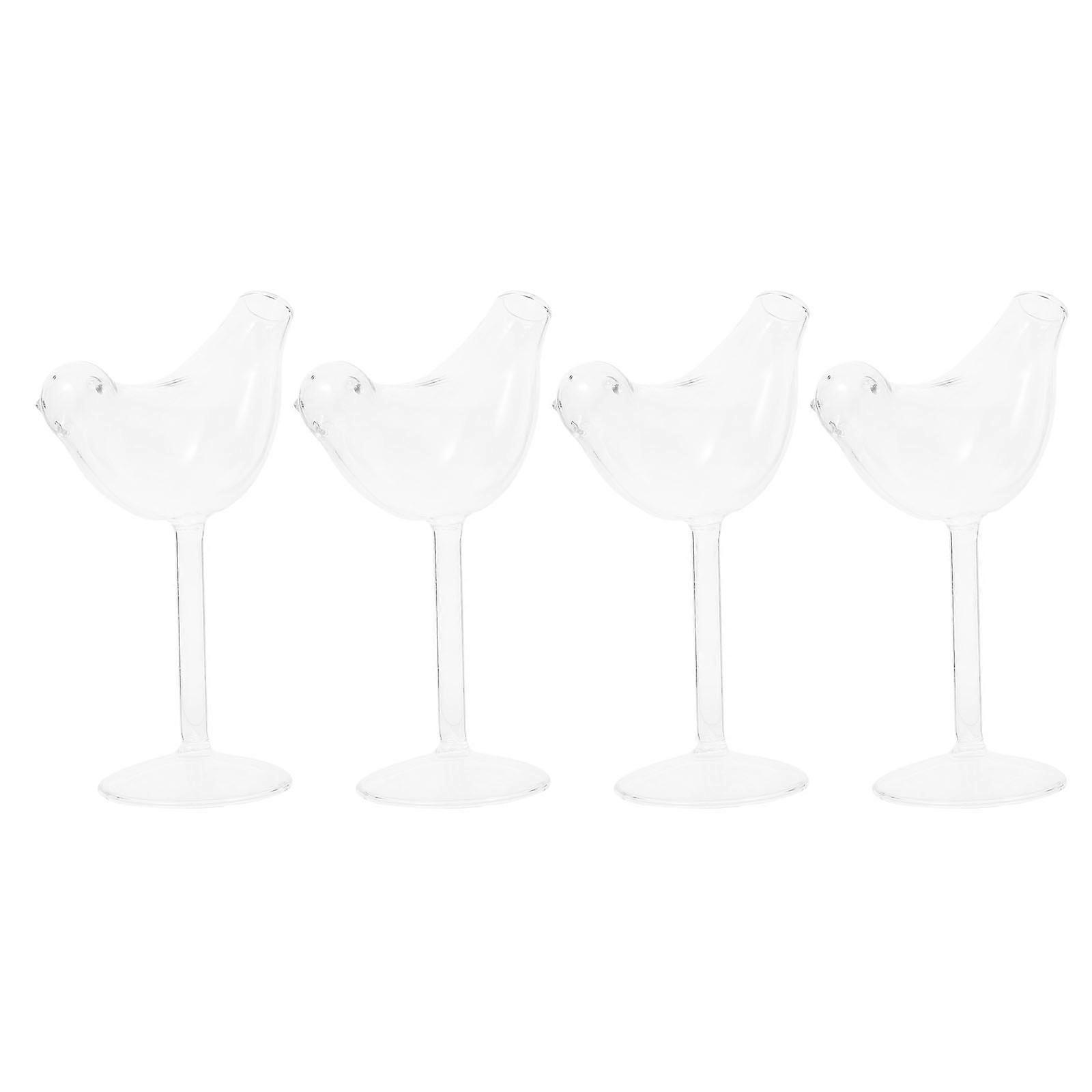 1 Set 4Pcs Transparent Bird Shape Cocktail Glasses Wine Goblets