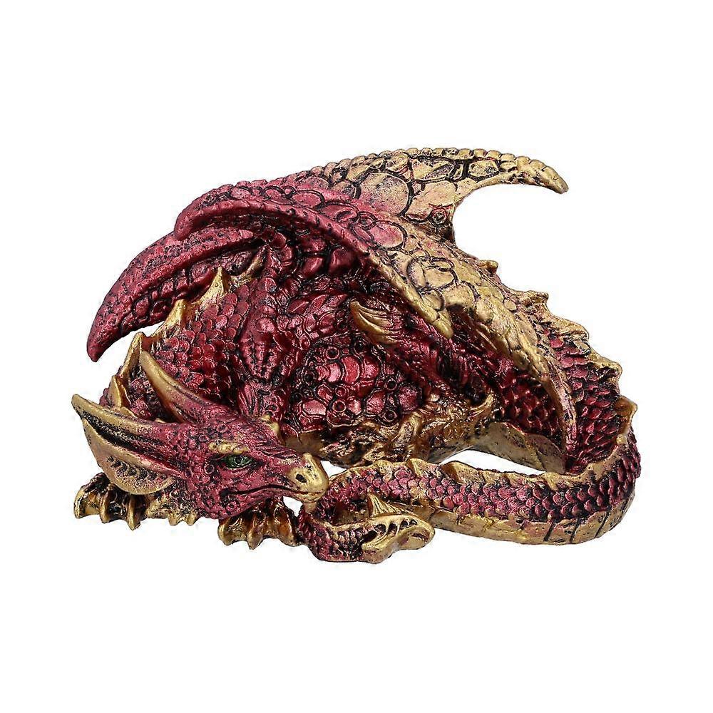 Aaden Red And Golden Resting Dragon Figurine