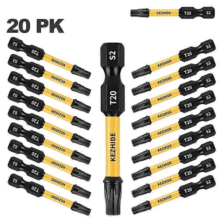 KEZHIDE 20Pcs 50mm T20 Torx Drill Bits S2 Alloy Steel Hex Shank Magnetic Impact Drill Bit