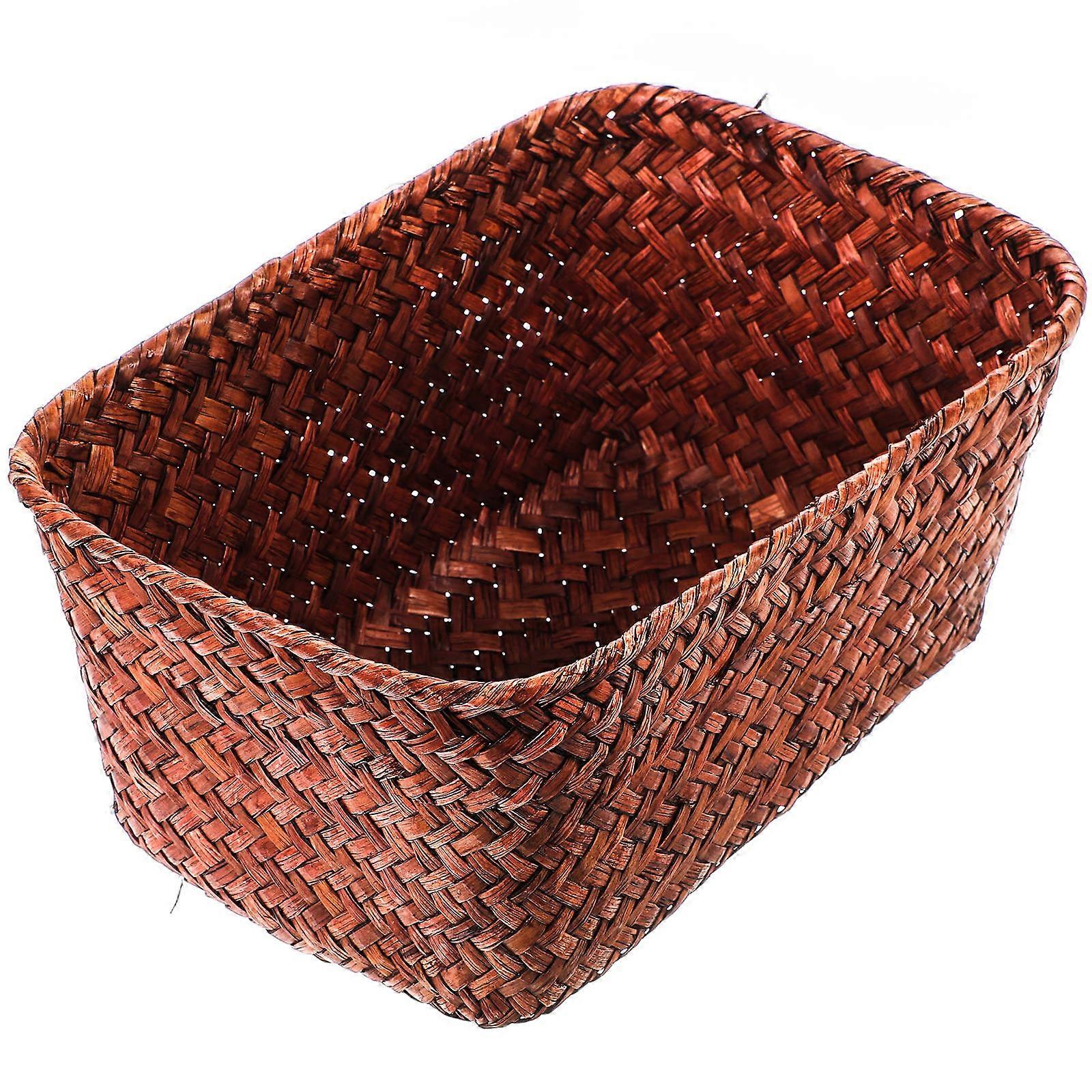 Seaweed Weave Storage Basket Handmade Organizer for Desktop, Kitchen & Living Room, Tidy