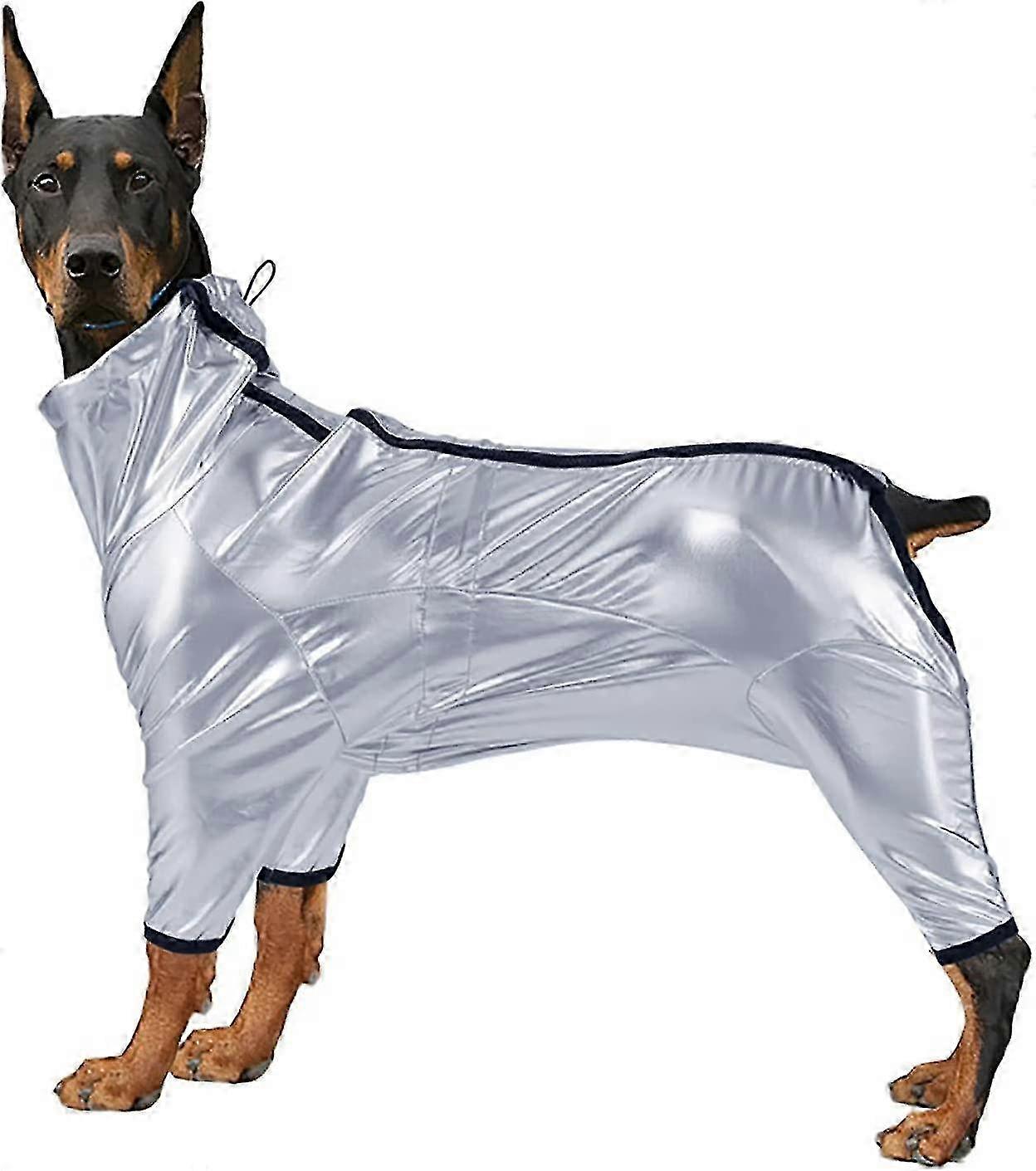 Waterproof Dog Raincoat for Small Medium Large Dogs Adjustable Outdoor Pet Poncho 1pc Silver
