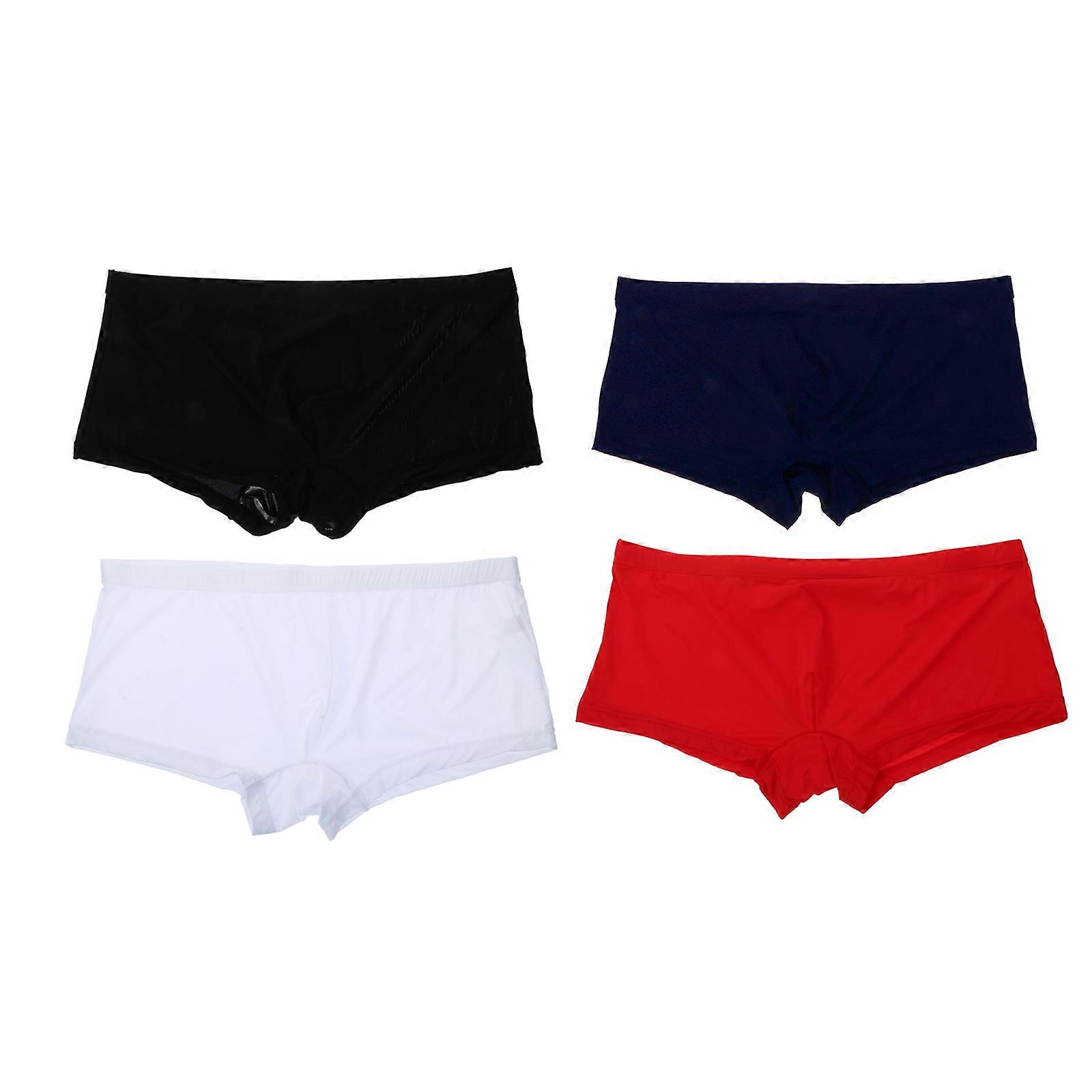 Mens Seamless Briefs Ice Silk Underpants for Honeymoon L Size 4Set