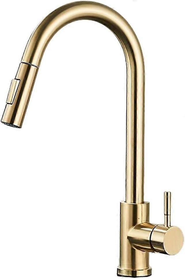 Kitchen faucet, pullout, singlelever mixer, 360 rotation, brush gold