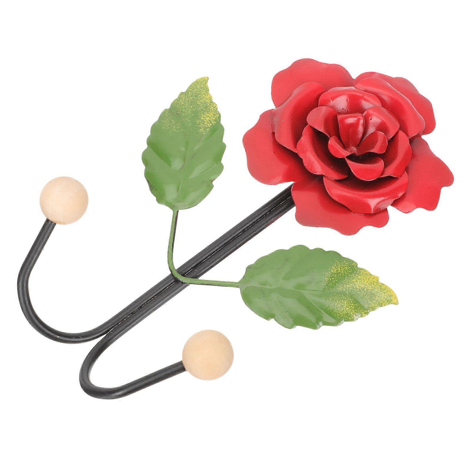 Creative Key Hook Flower Shape Hanging Hook Home Decoration Space-saving Red 18x12cm 1Pcs