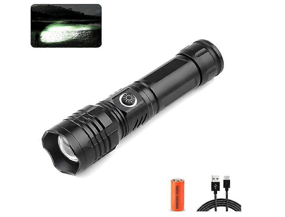 10000 Lumens LED Torch,Rechargable Tactical LED Flashlight,LED Torch Super Bright,5 Modes,Zoomable Waterproof Torches (Battery Included)(Black)
