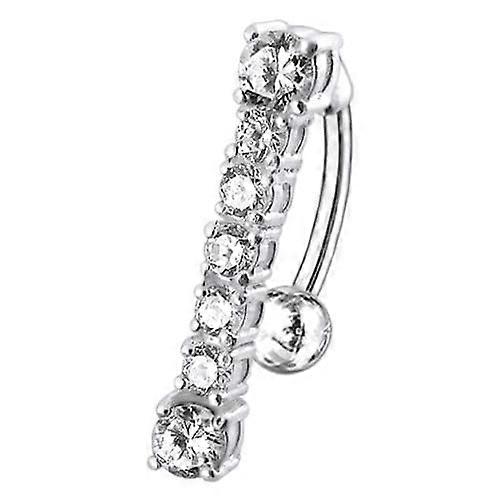 Fancy Jewelled Dangling Reverse Belly Ss Banana Ring