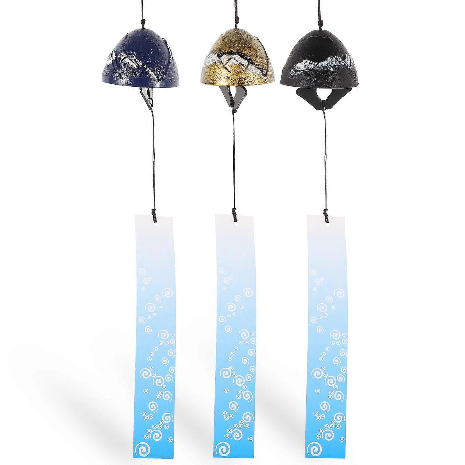 Retro Wind Chime Japanese Bells Black Bronze Garden Decoration Outdoor 48.00X6.50X6.50CM 3Pcs