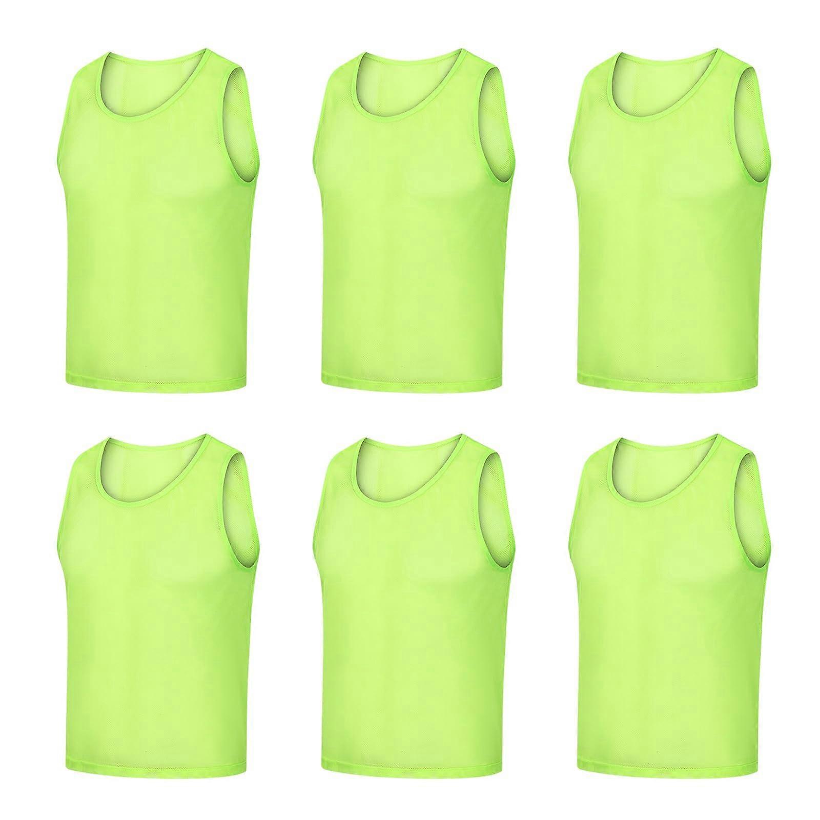 Pack of 6 Adult Football Vests, 62 x 70 cm, Mesh Trimming, Green