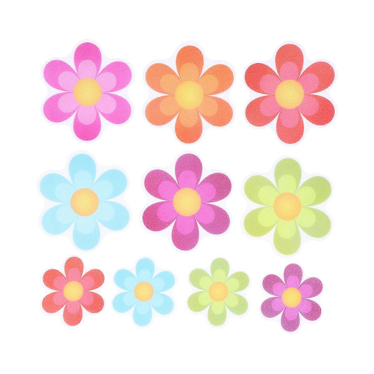 Decalques de decalques antiderrapantes adesivos autoadesivos coloridos com design de flores para banheiro banheira 10 unidades