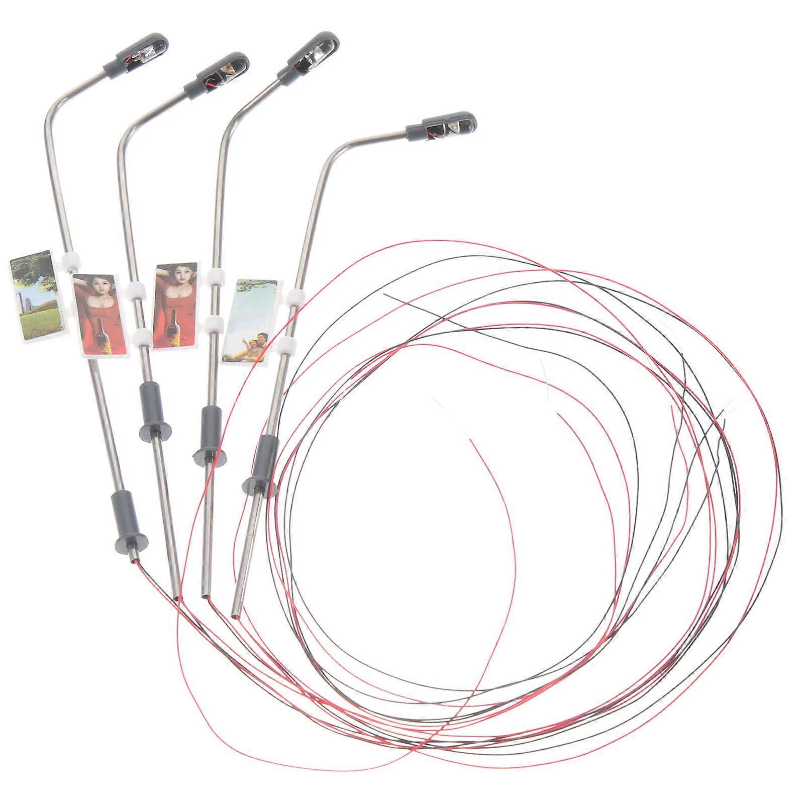 Mini Street Lamp Models Durable Materials for Decor 4Pcs Set