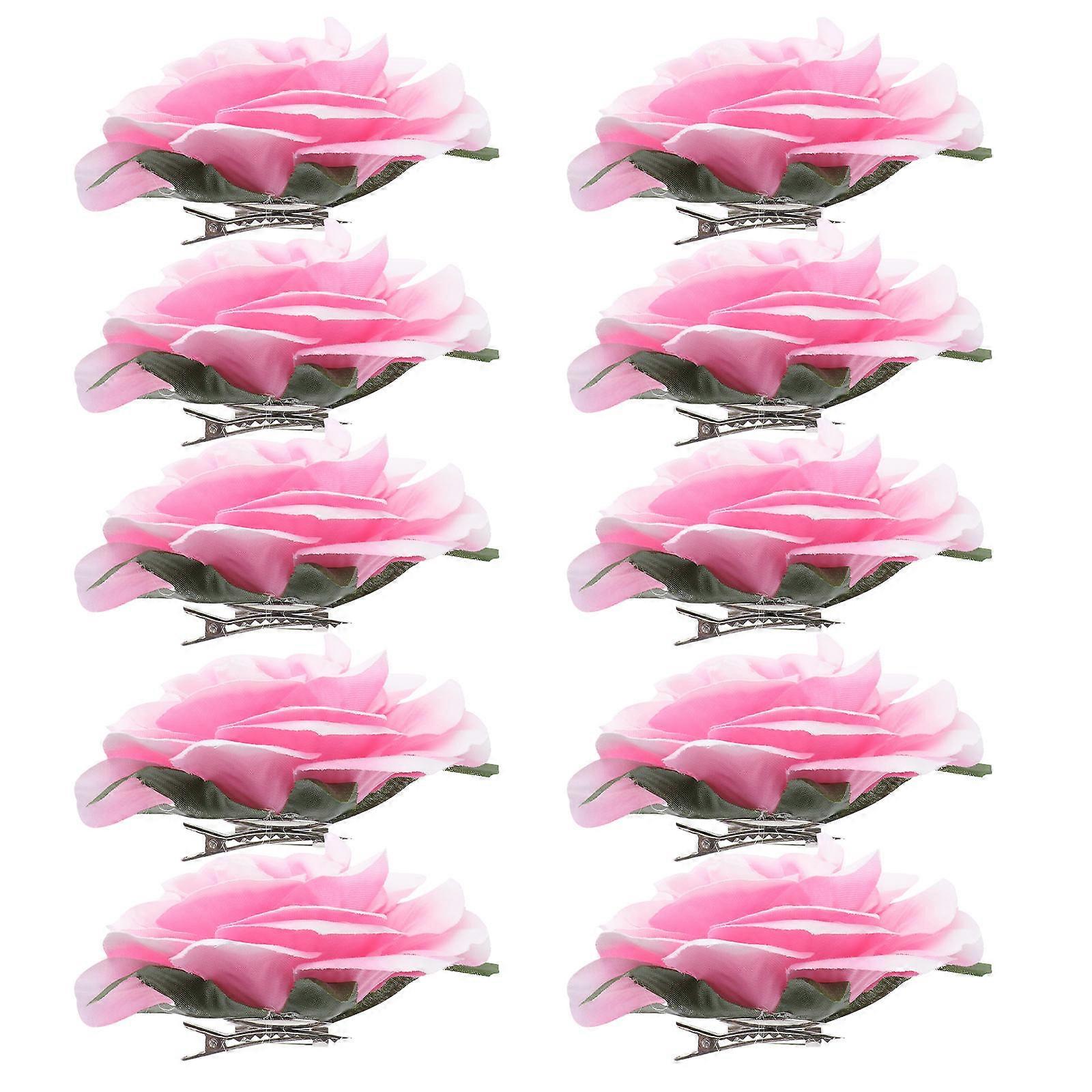 Artificial Flower Brooch Wedding Decorative Accessory Pink Round 10x10x4.8cm 5Pcs