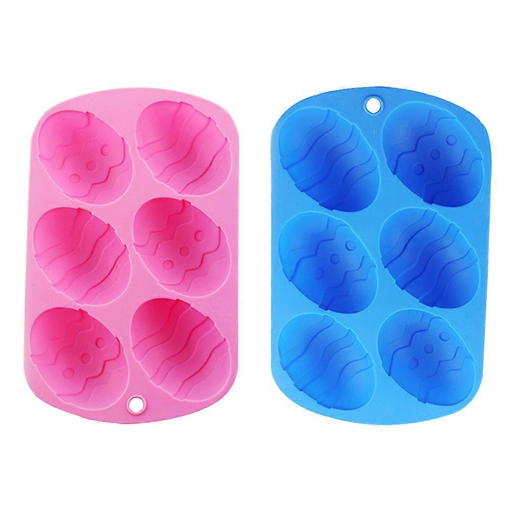 Egg Shaped Silicone Mold Baking Molds Easter Egg Shapes Bakewares Blue Non-Stick Surface Safe For Repeated Use 2Pcs