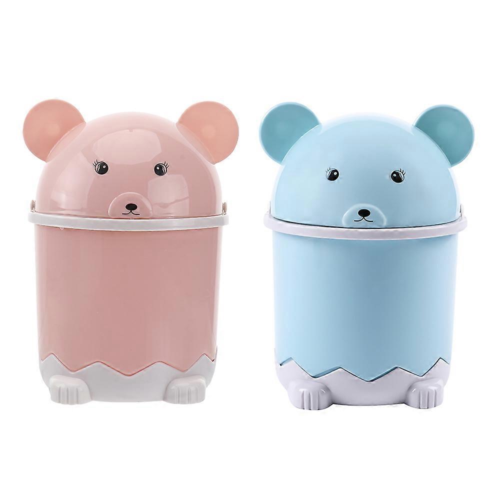 Mini Desktop Trash Bins with Lid   2pcs Set   Detachable Plastic Garbage Containers for Office, Kitchen, Bedroom, Cabinet & Countertop Use   Easy to