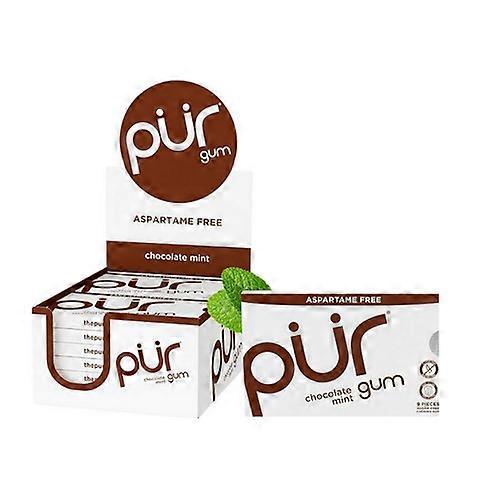 Pur Gum Natural Chocolate Mint Flavored Gum, 9 Pieces (12 Count) (Pack of 2)