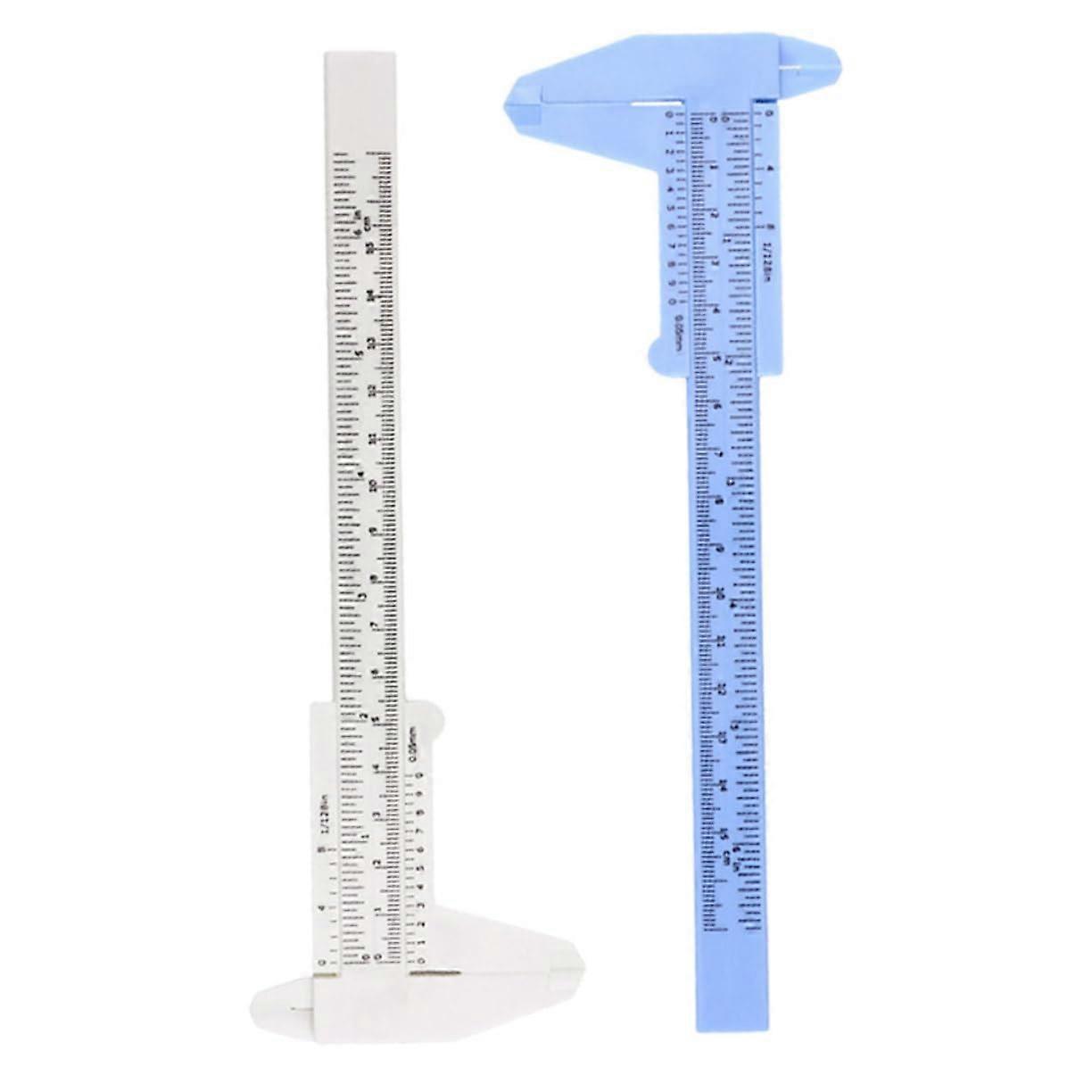 Pack of 2 Plastic Vernier Callipers, Jewellery Slider Ruler, Mini Vernier Calliper, Measuring Tool, Sliding Pocket Ruler, Handy Vernier Caliper