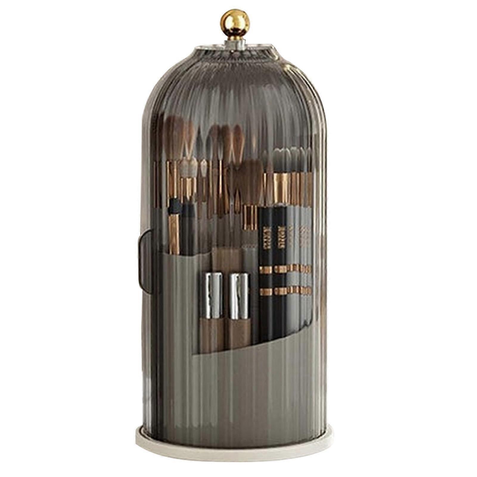 Rotating Makeup Brush Storage, Birdcage Cosmetic Display Case, 360 Degree Rotatable, 10.63x4.8 inches, ABS Design Schwarz
