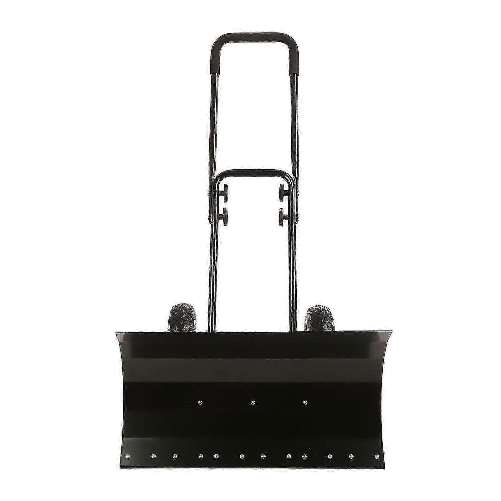 Height Adjustable Metal Snow Shovel 29in Wide with Rolling Wheels for Easy Snow Removal