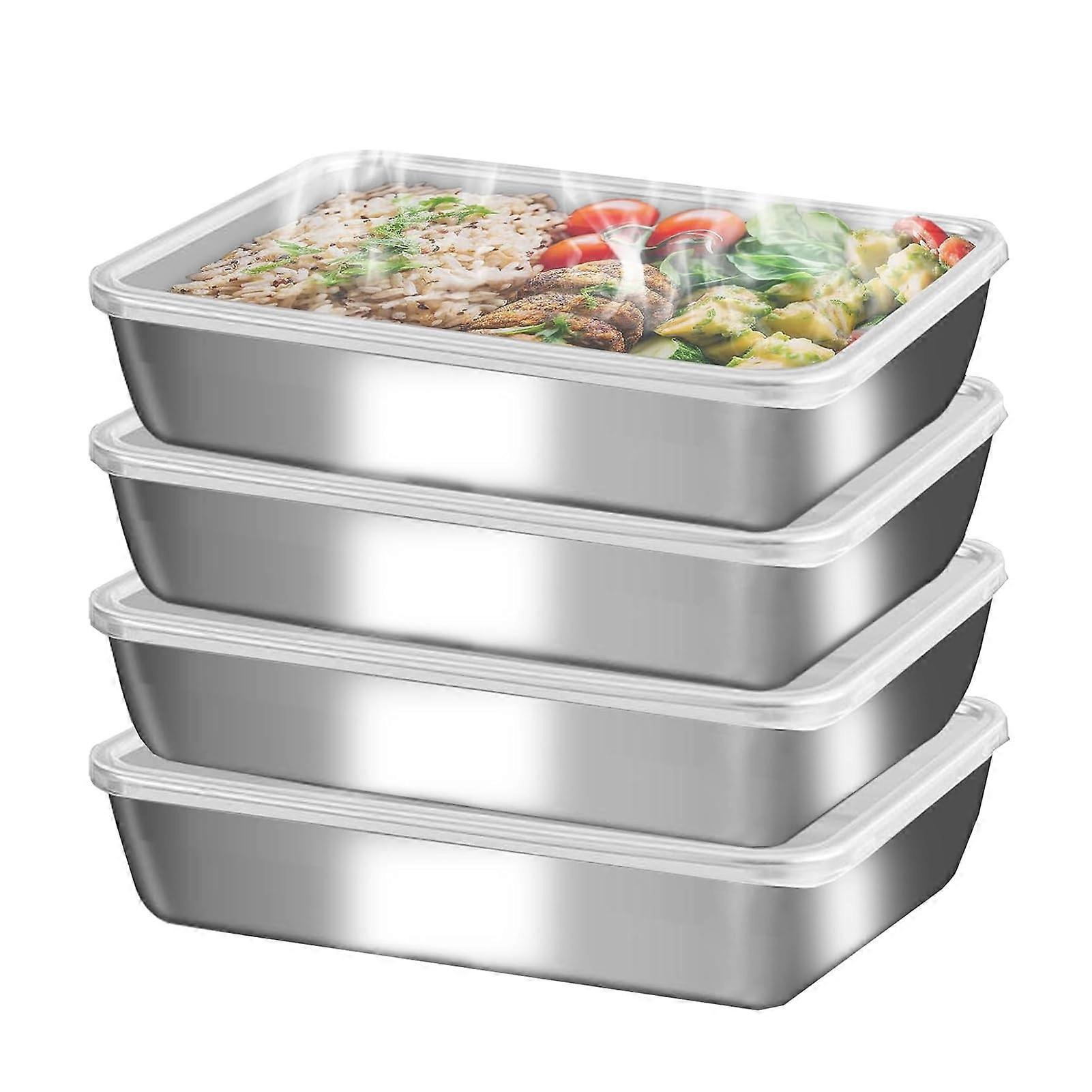 Square Stainless Steel Baking Pans Set with Lids, Rectangular Food Storage Containers, Oven Safe Kitchen Dish (S, M, L)