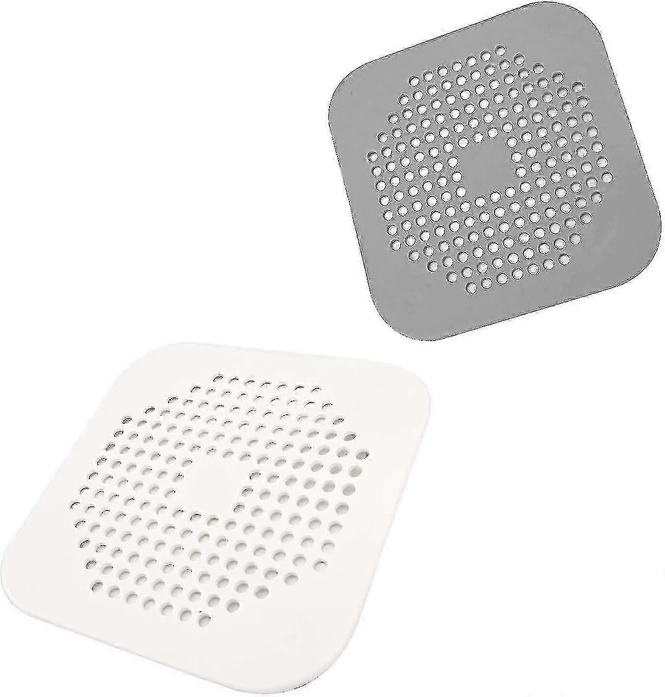 2 قطعة غطاء استنزاف مربع للاستحمام 5.7 "استنزاف الشعر الماسك رمادي / أبيض