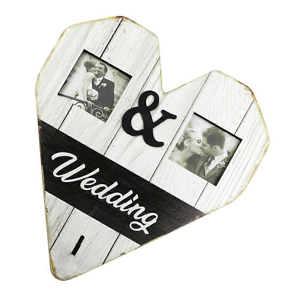 Rustic Style Heart Picture Frames Indoor Decoration Wood Material White 1Pcs