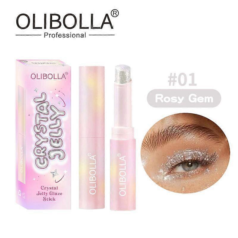 Eyeshadow Stick, Jelly Glitter Shimmer Long-lasting Easy to Blend StickWaterproof Eye Makeup Wand for Women Girls