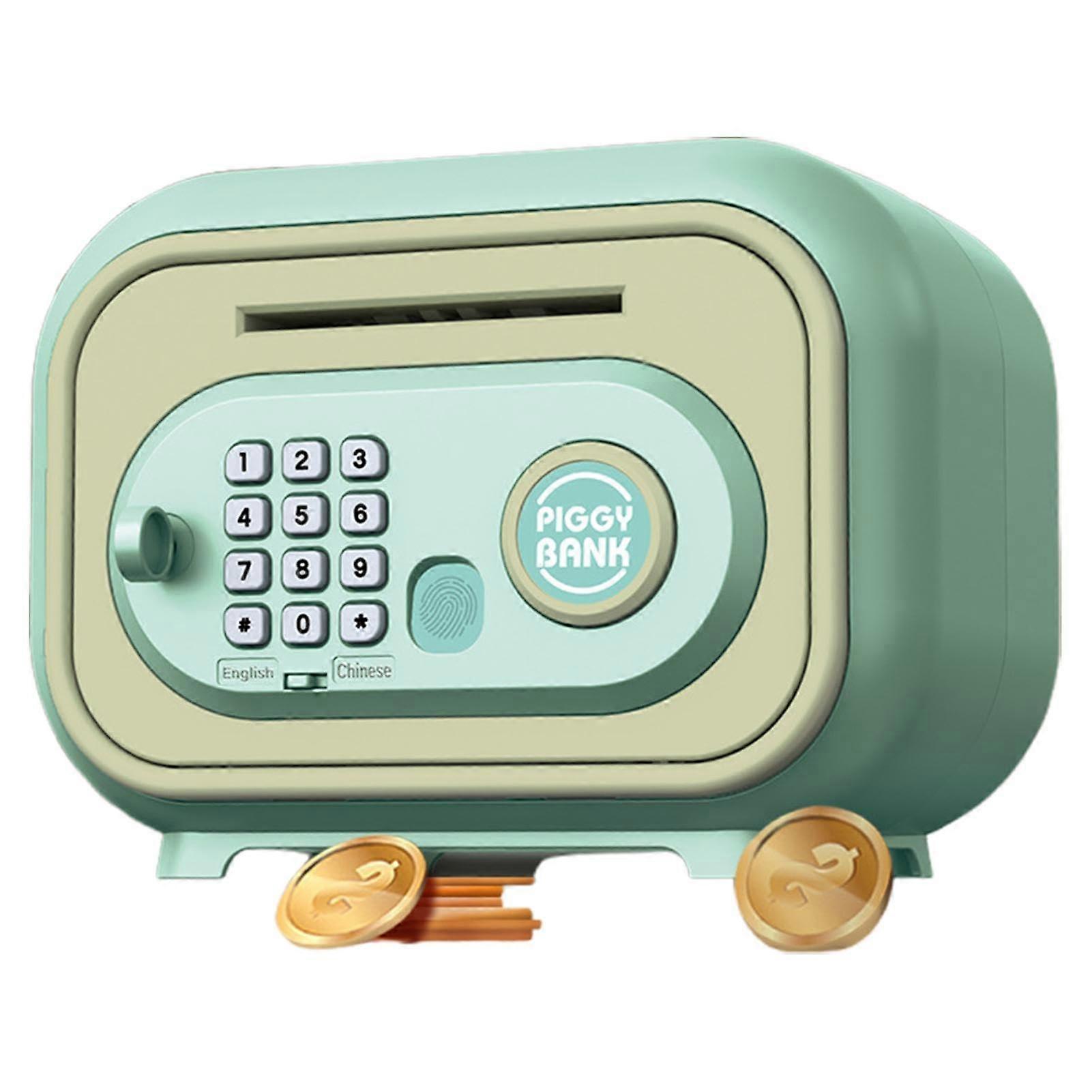 Cash Register For Les with Key, Green Cash Box With Password and Fingerprint Simulation for Safe Saving