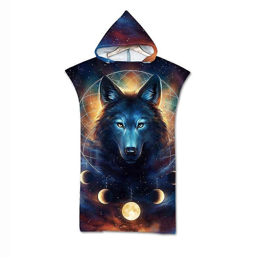 Beach towel with hood, for adults, surfing, swimming, rain hood with hood, one size, unisex, 3D animal style, part B – D, 1 piece