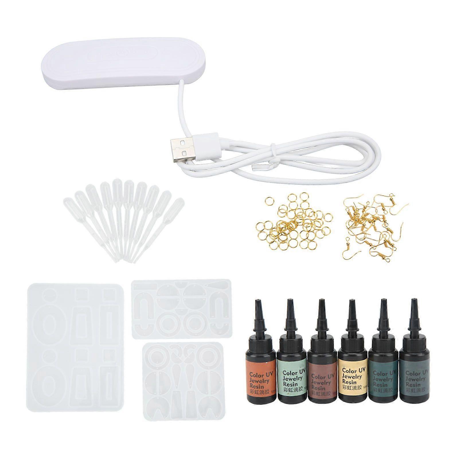 2025年最新モデルレジンイヤリングモールドセット、UVグルーリング付き リングイヤーフックUVランプ