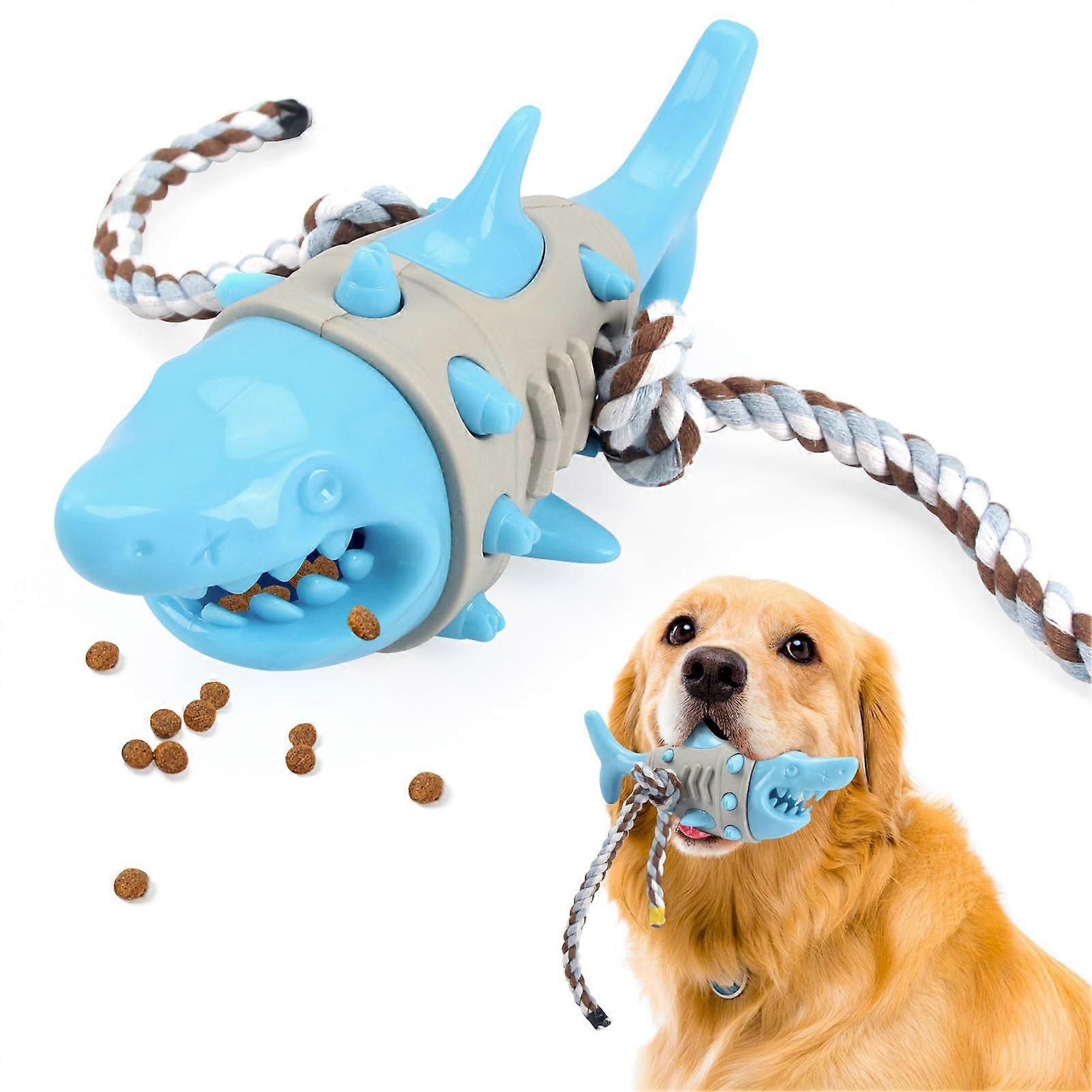 Dog Chew Toy Shark Shape Interactive Teeth Cleaning Treats for Small to Medium Dogs and Puppies, Durable Rubber Design