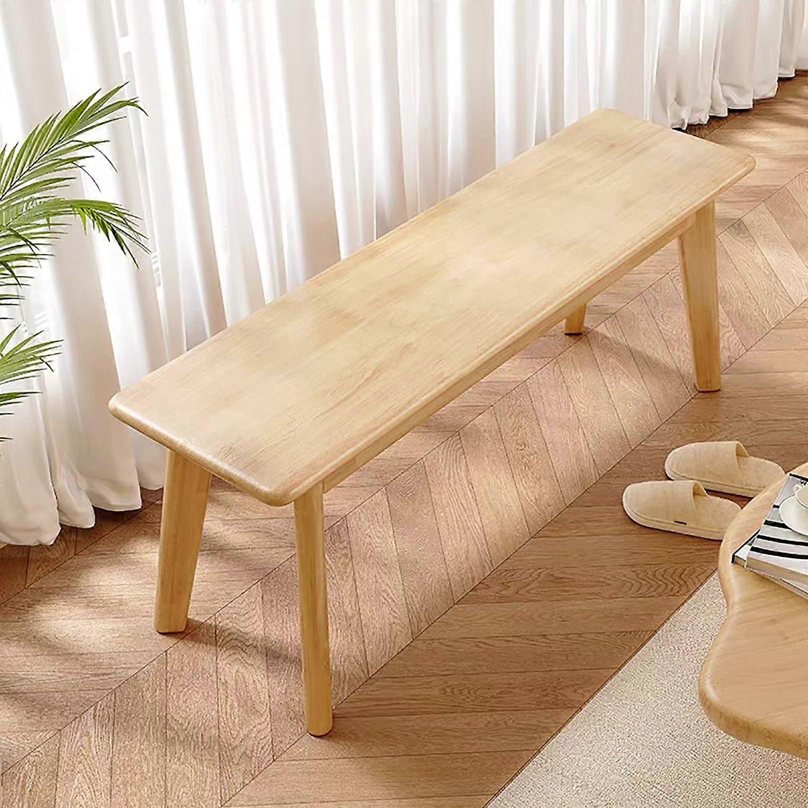 Dining Table Bench with Solid Wood Seat, Farmhouse Bench (Natural, 140x30x45cm)