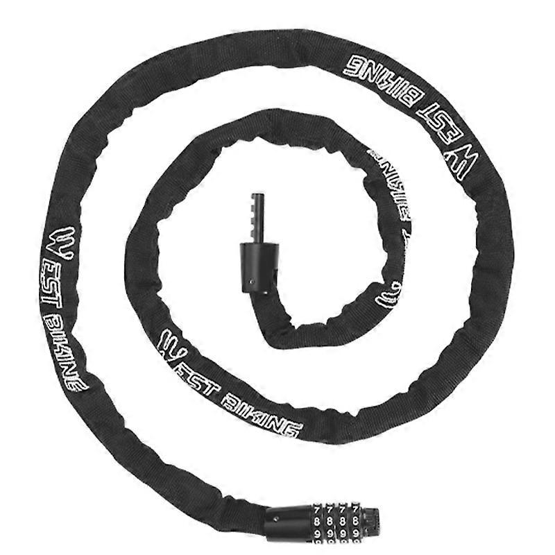 WEST BIKING YP0705089 1.5m Anti-Theft Bike Chain Lock 4 Digit Combination Alloy Keyless Bicycle Lock