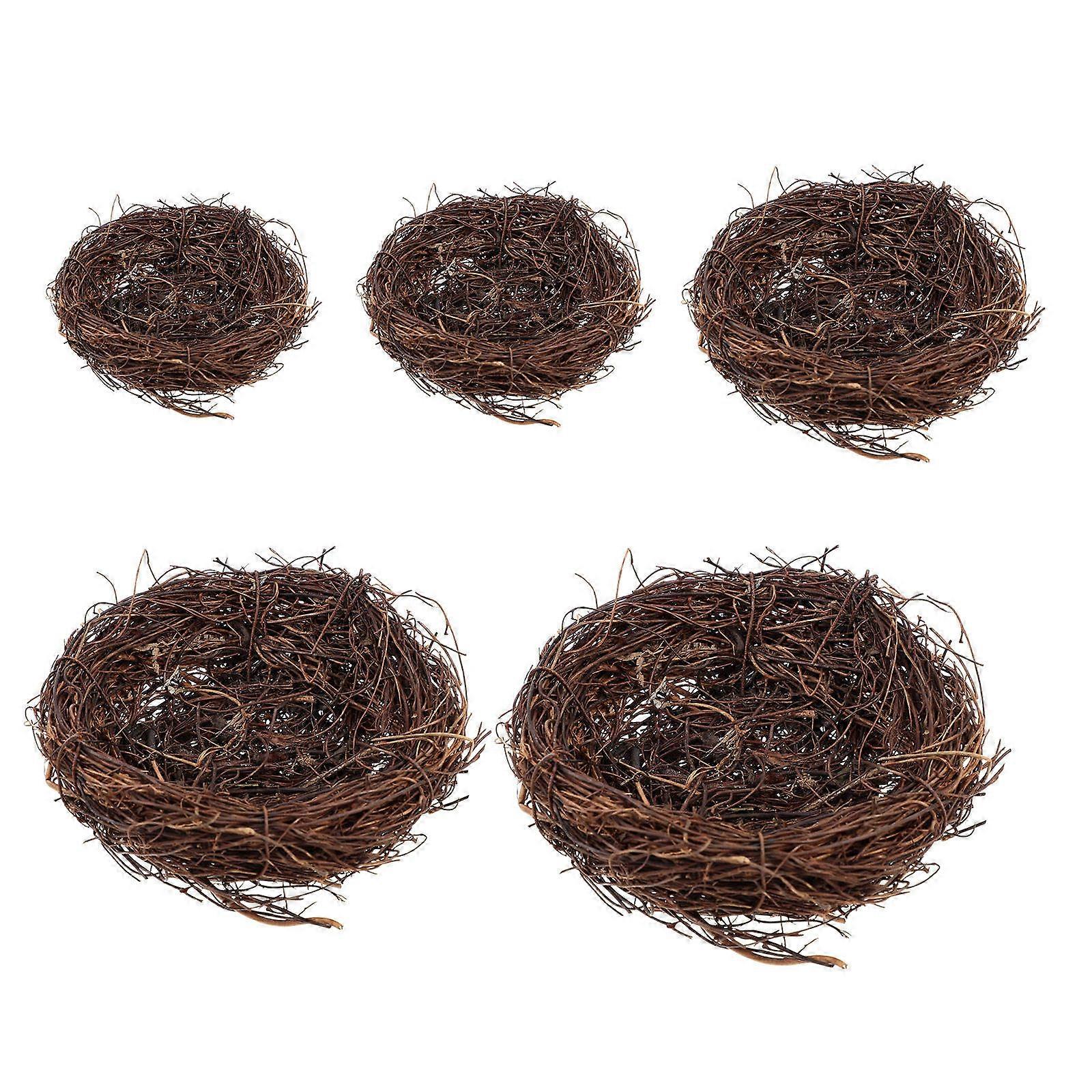 Simulation Bird Nest Decor Rattan Easter Celebration Home Decor Round Shape Realistic Appearance 10cm 5Pcs