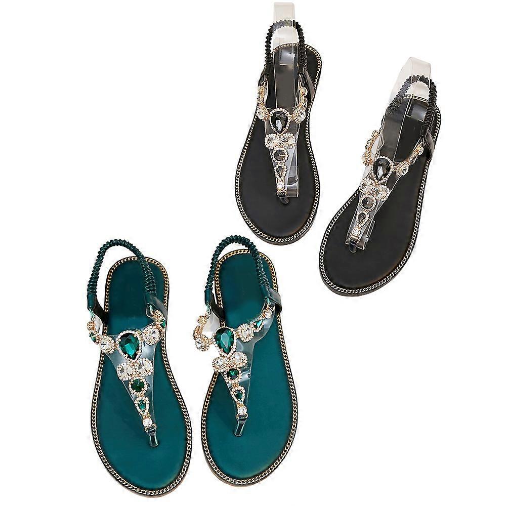Rhinestones Slippers Girls Boho Sandals Rubber Material Breathable No Easy Deformation 1 Pair