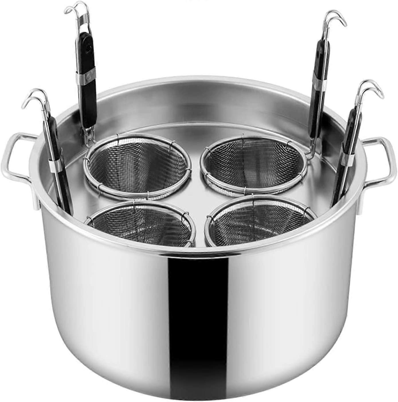 Commercial Pasta Cooker with Strainer Basket, 4 Mesh Inserts for Kitchen