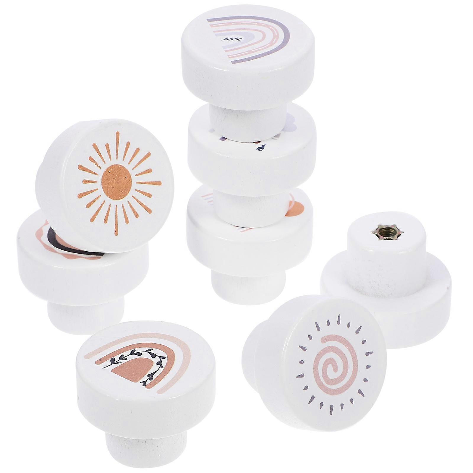 Cabinet Pull Cartoon Wooden Drawer Knobs Assorted Color For Furniture Upgrading 8Pcs