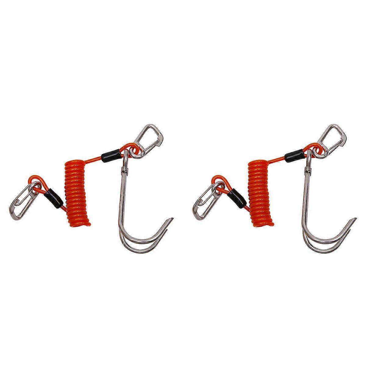 Double Head Dive Reef Rafting Hook Stainless Steel Reef Hook-Orange