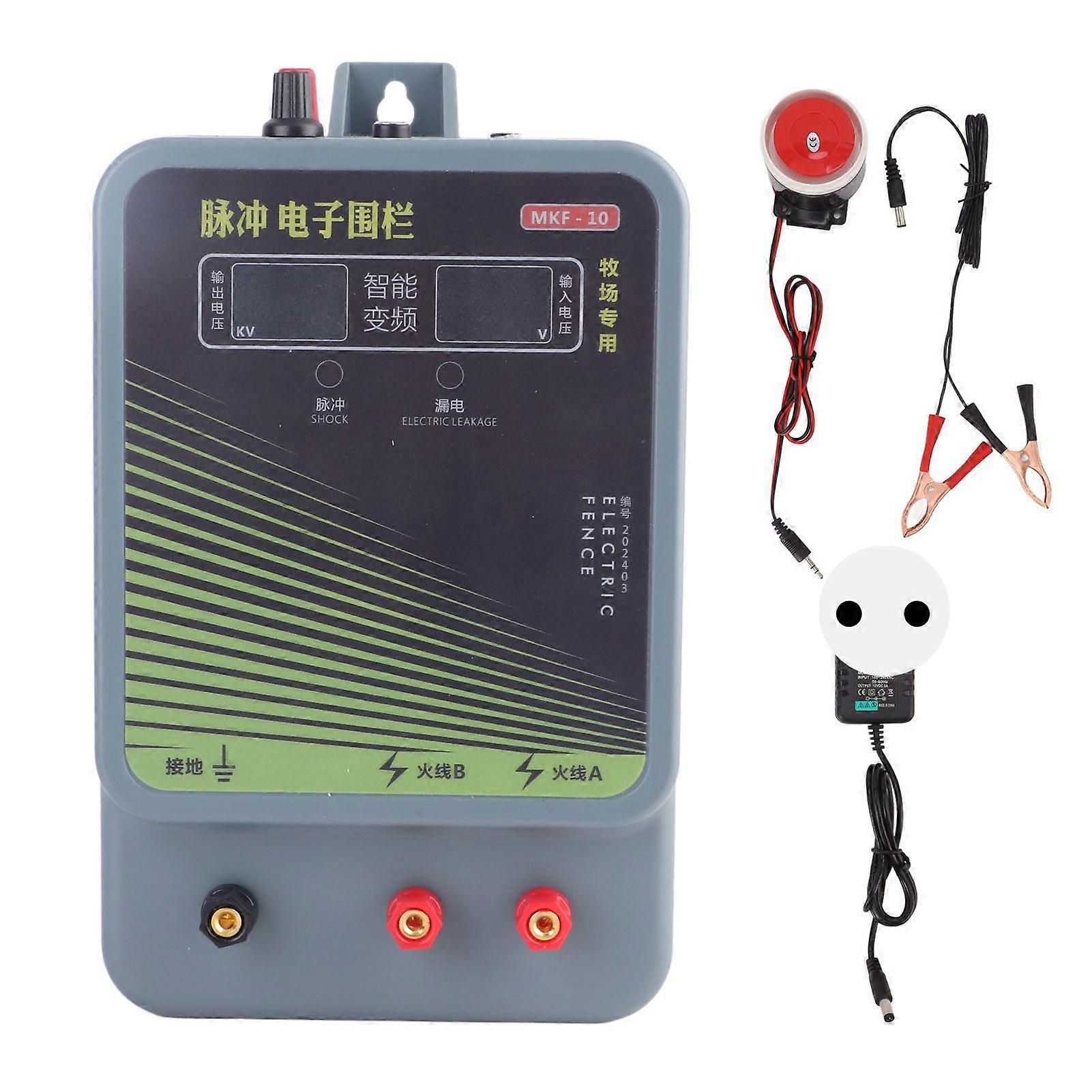 10km Electric Fence Charger Intelligent Voltage Regulation High Voltage Pulse Electric Fence Alarm Controller 100?240V EU Plug