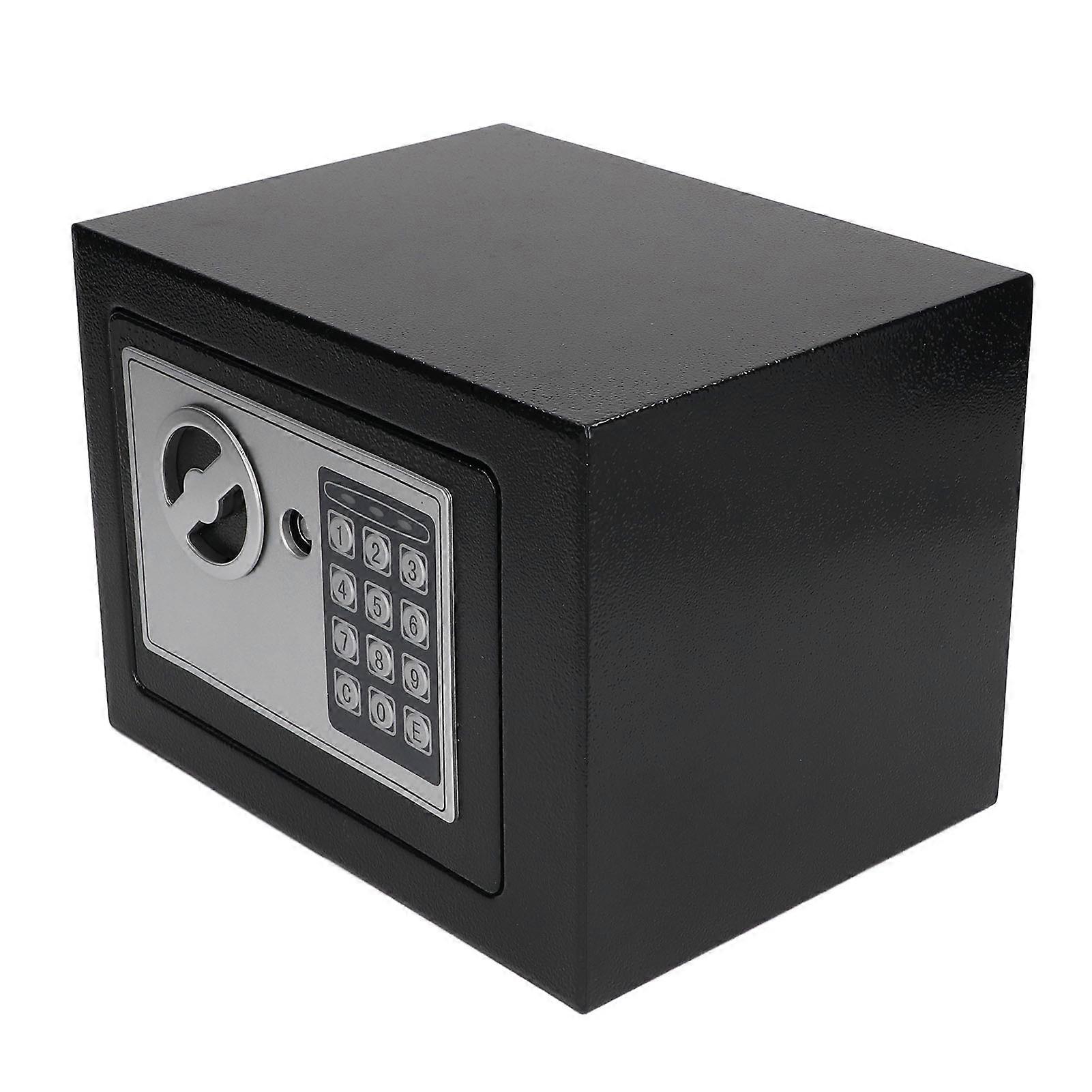 Mini Home Safe Deposit Lock Box with Keypad Keys Stainless Steel Household Security Saving Pot 