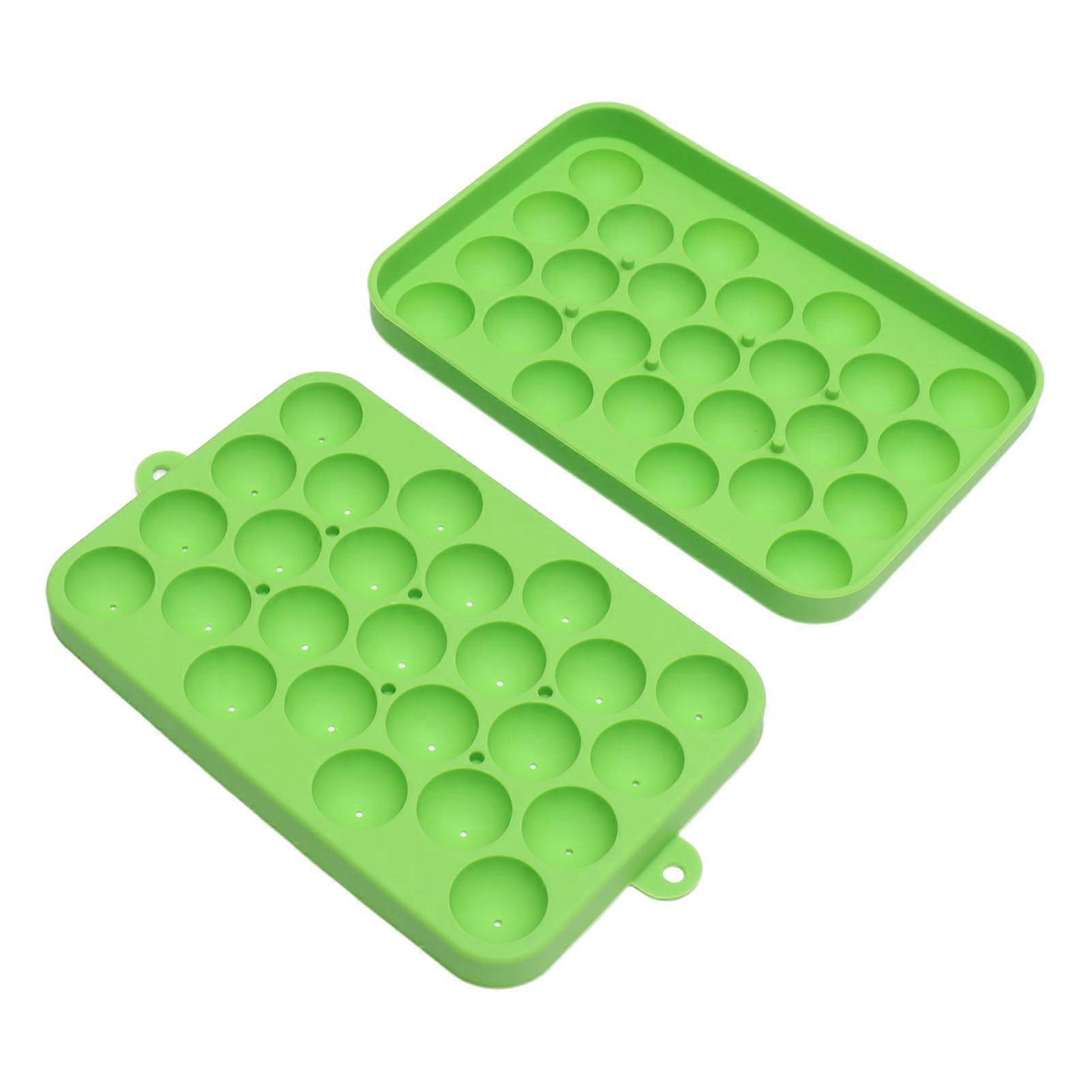25 Grid Ice Cube Tray Easy Release Silicone Ice Ball Maker Mold Mini Round Ice Sphere Tray with Lid Green 