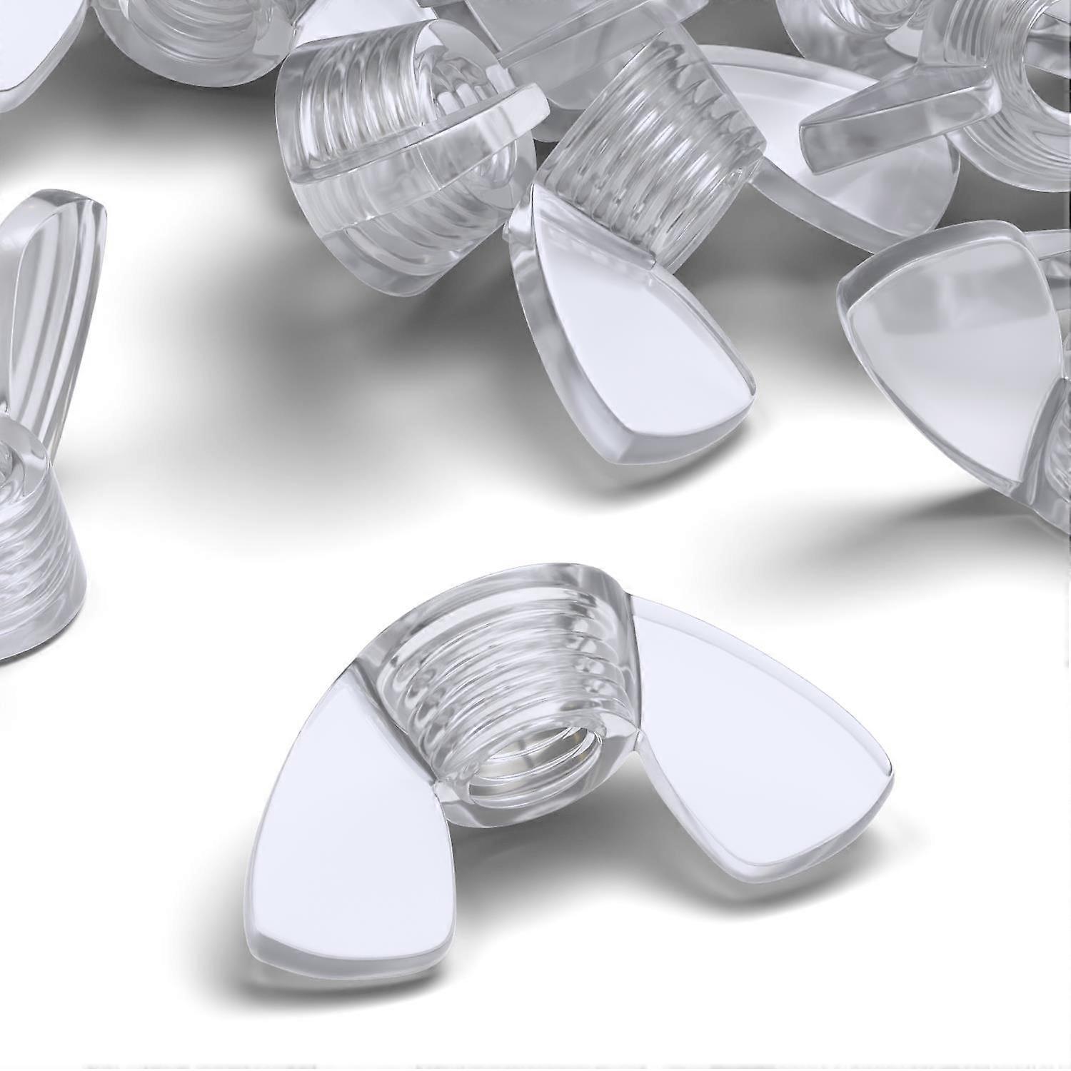 50x Clear, Plastic, Acrylic M8 Butterfly, Wing Nuts