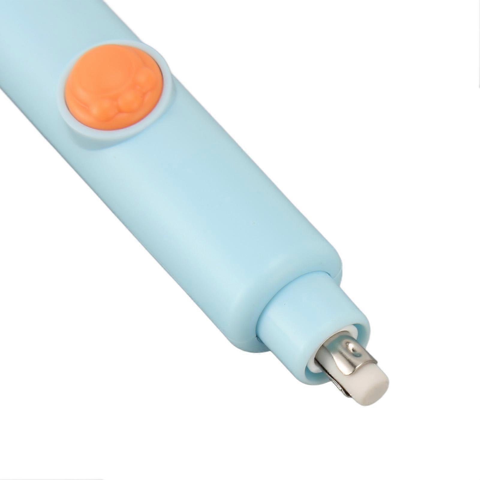 Electric Eraser Easy Operation Adjustable Length AAA Battery Powered Electric Pencil Eraser with 20 Refills Blue