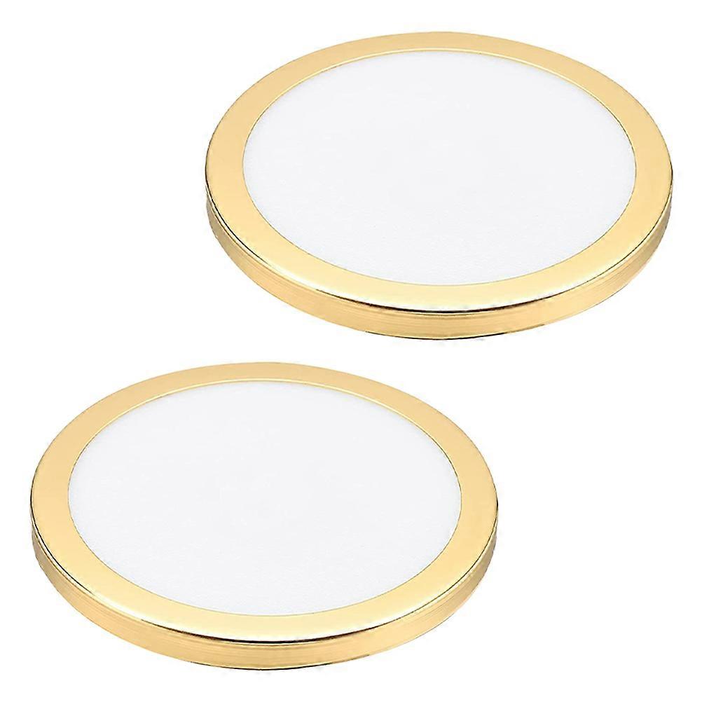 2pcs Round Acrylic Lampshade Diffuser Covers with Gold Rim for Ceiling and Table Lights – Easy Installation, Enhances Home Decor
