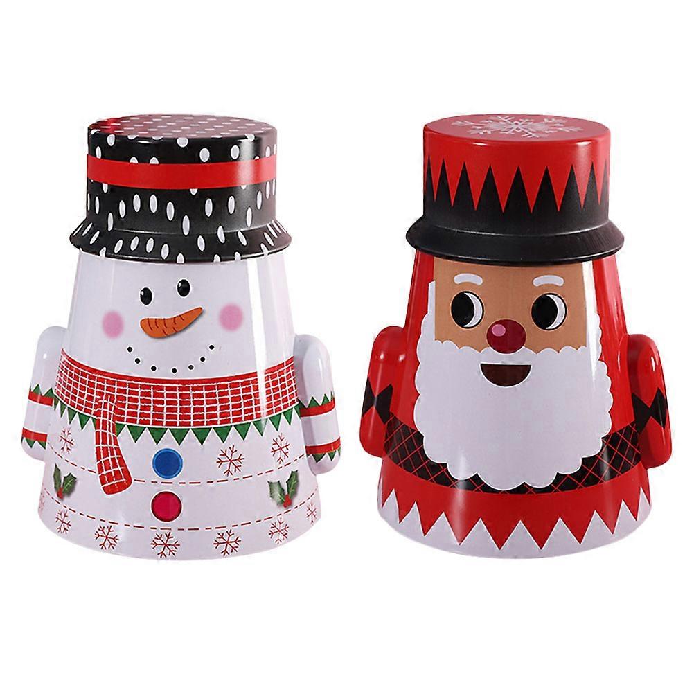 2pcs Christmas Decorative Present Canister Jars, Creative Candy Storage Boxes for Home Decor, Festive Atmosphere Enhancer with Durable Design