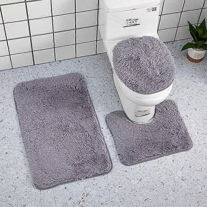 Weiches Mikrofaser-Badezimmerteppich-Set, rutschfeste Badematte, flauschiger Plüsch-Toilettensitzbezug