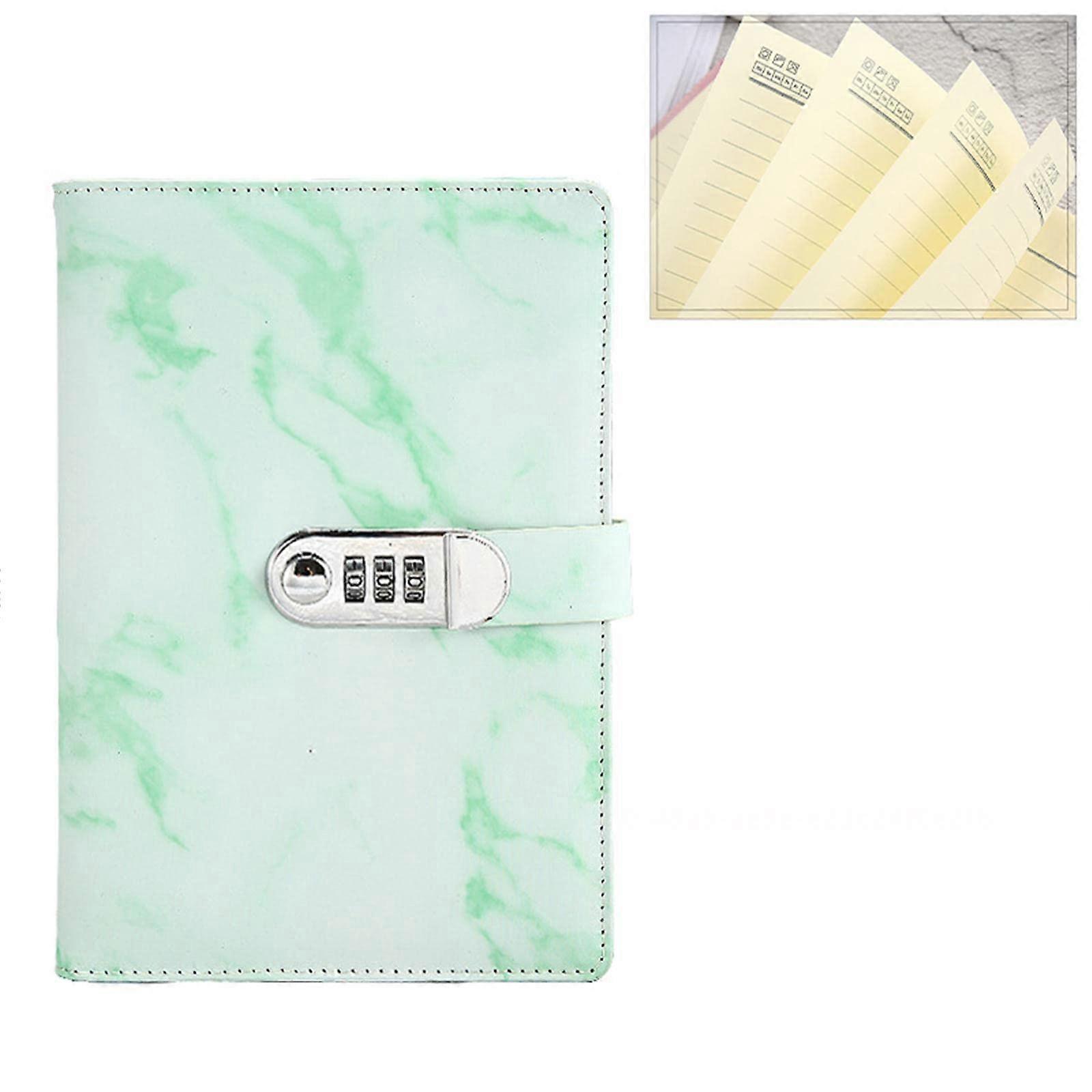 A5 Portable Hardbound Diary Notebook Journal Notepad Set with Coded Lock - Green Color for School Office Home Use